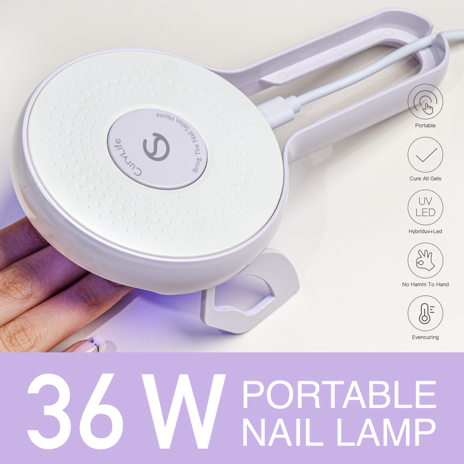 Portable UV nail curing lamp
