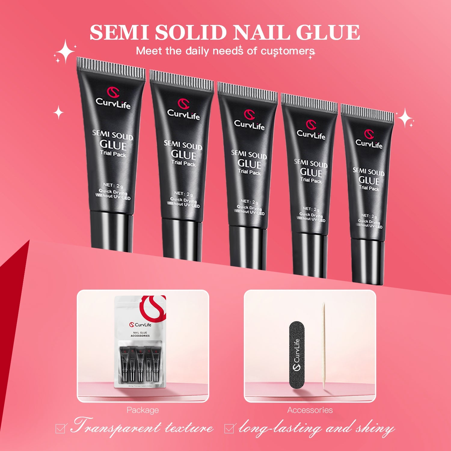 2g × 5pcs Semi-Solid Nail Glue Kit