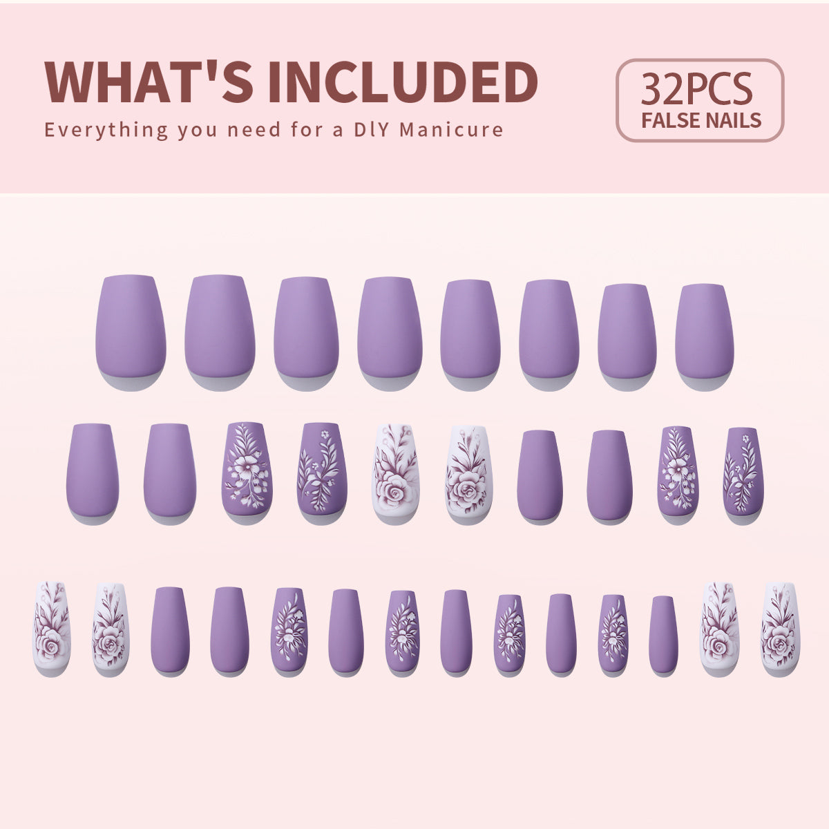 Gel Press On Nail 16 Sizes-32 Pcs Kit DK-24112