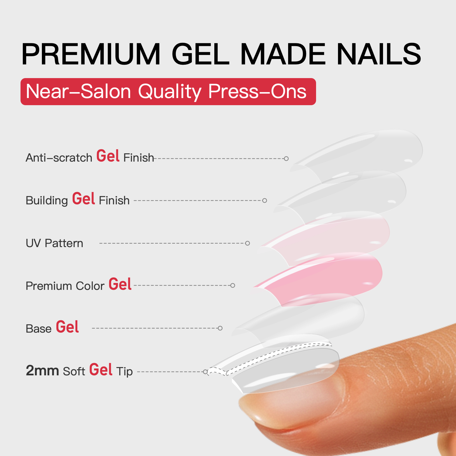 Gel Press On Nails 16 Sizes-32 Pcs A146
