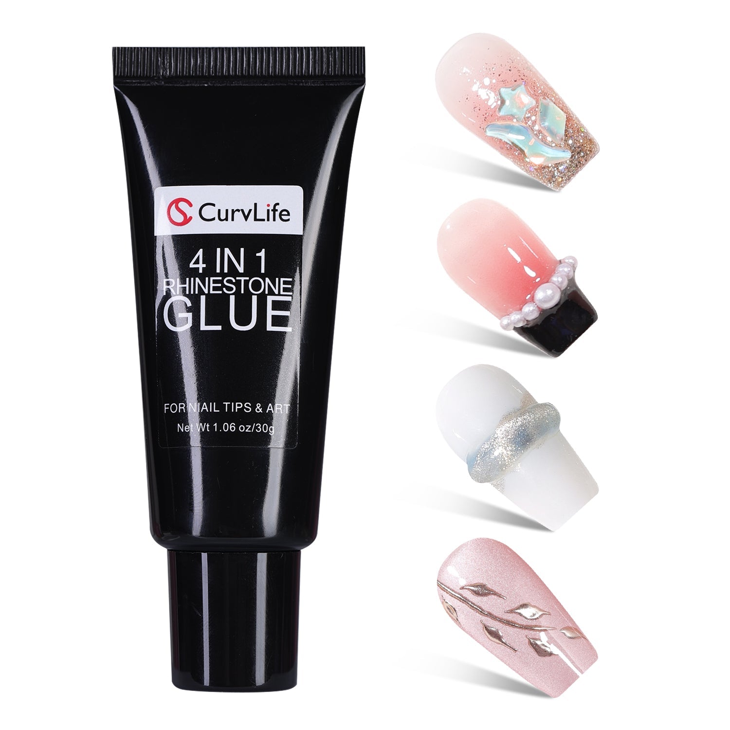 4 in 1 Nail Art Glue Rhinestones 3D Designs and Decorations