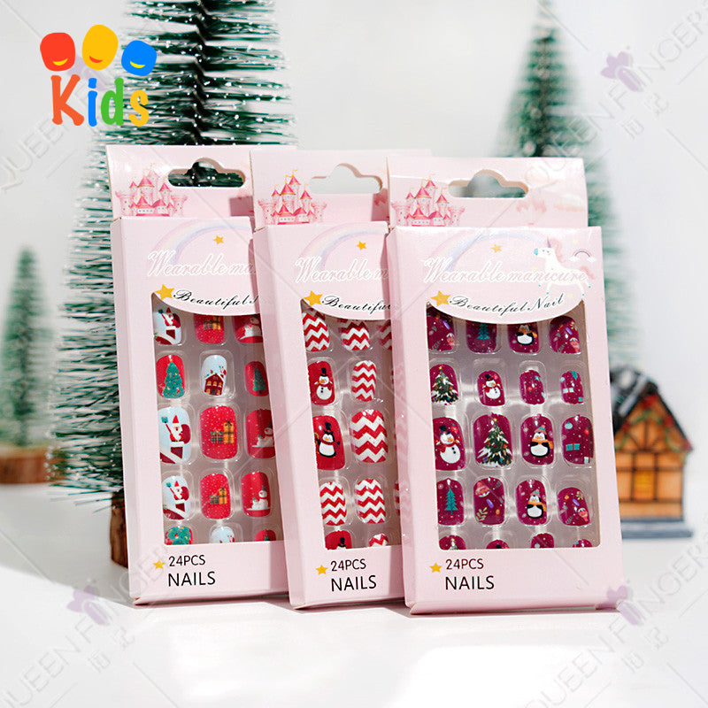 Mini Press On Nails For Kids 24Pcs-12 Size